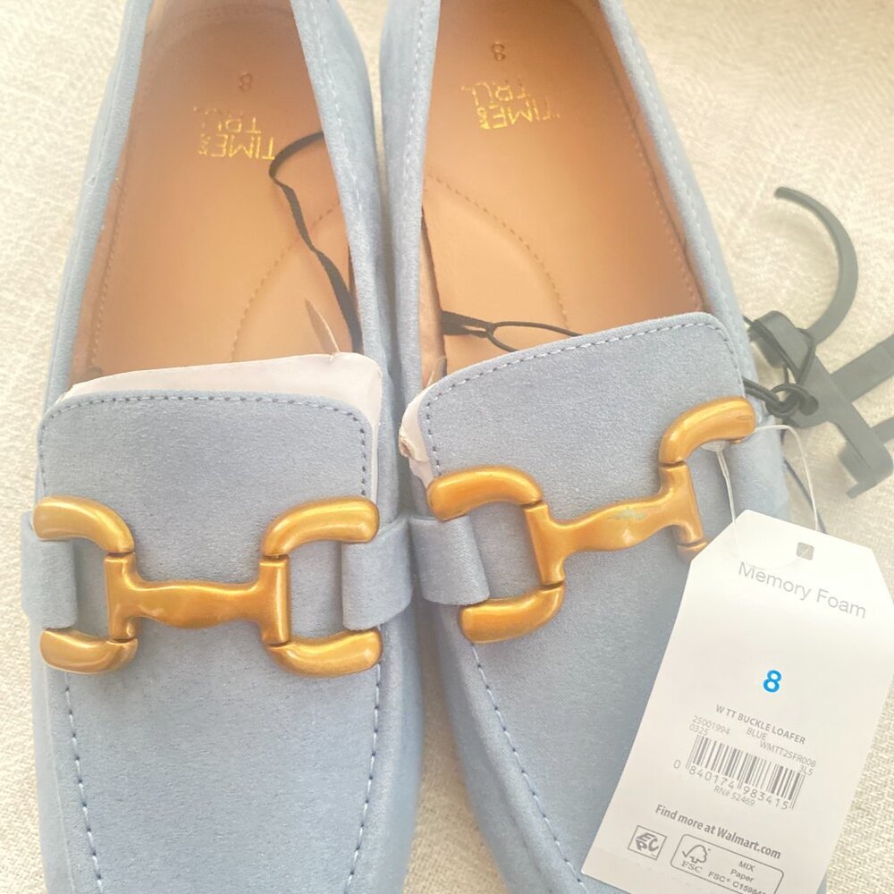 Time and Tru Women's Faux Leather Buckle Loafers